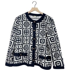 Vintage Sturart Allen Black White Plus Button Down Sweater Size 16